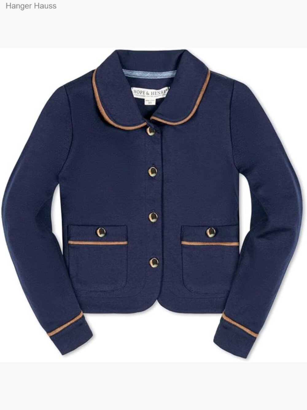 Organic Cotton Quilted Jacket Blazer with Gold Buttons - Picture 1 of 7